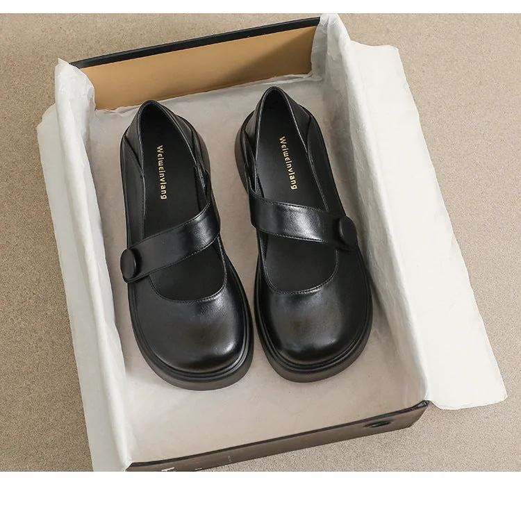 Round Toe Mary Jane Shoes with Thick Soles - British Style Plus Size Women's Shoes - Image 23