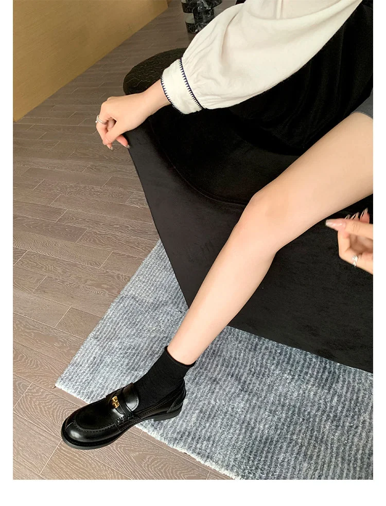 Retro Single Shoes Thick Heel Thick Sole British Style Loafers for Women - Image 13