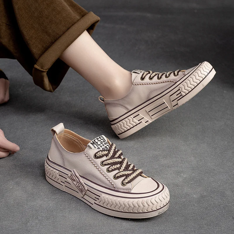 Spring New Flat Bottom Low-cut Color Rubbing Retro Front Tie Top Layer Leather Shoes - Image 7