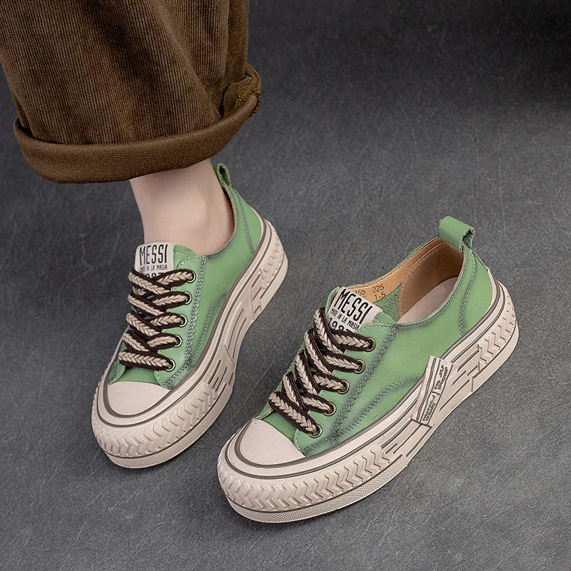 Spring New Flat Bottom Low-cut Color Rubbing Retro Front Tie Top Layer Leather Shoes - Image 8