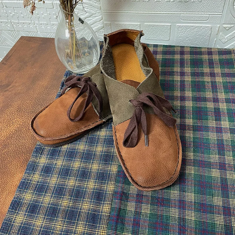 Women's Leather Loafers Vintage Flat Shoes - Image 2