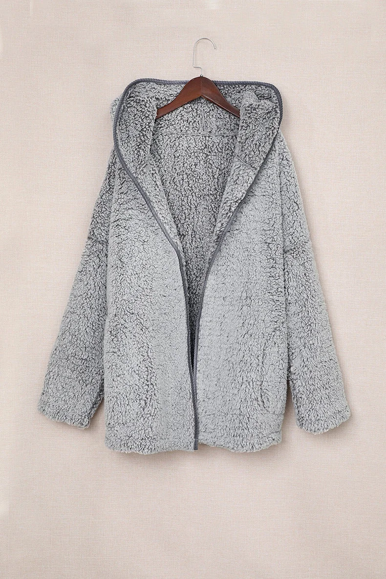 Fleece Thickened Hooded Jacket Women's Mid-length Loose Casual Jacket - Image 18