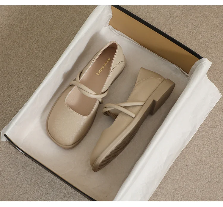 New Women's Square Toe Soft Sole Shoe - Shallow Mouth Flat Large Size - Image 26