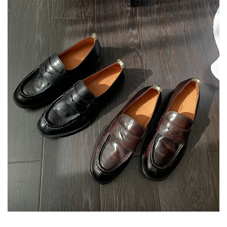 Women's New Vintage Leather British Style Handmade Loafers - Image 9