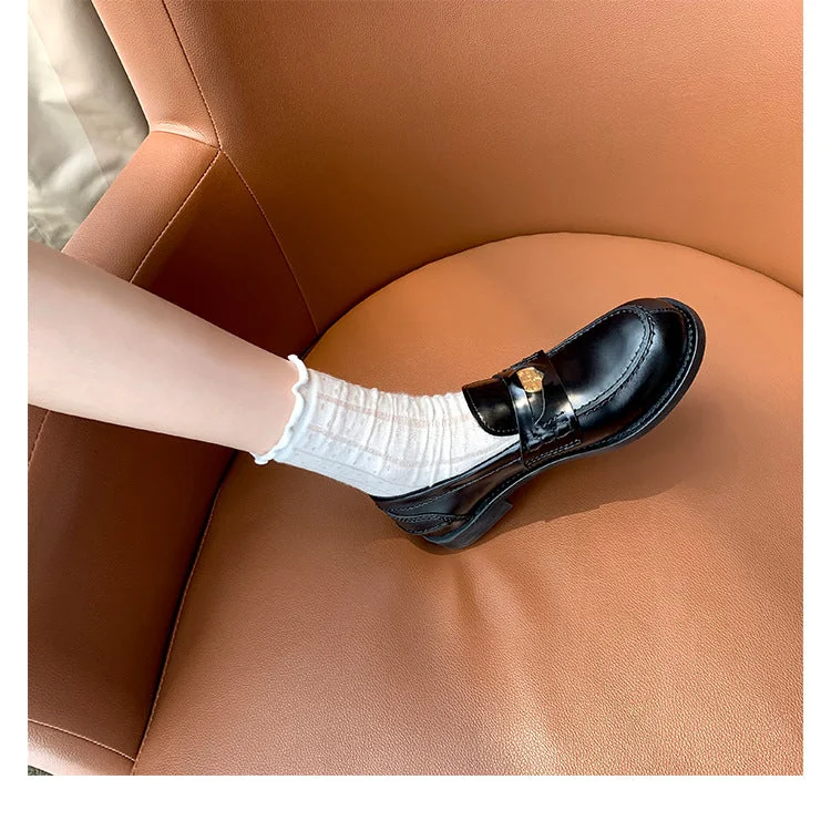 Retro Single Shoes Thick Heel Thick Sole British Style Loafers for Women - Image 24