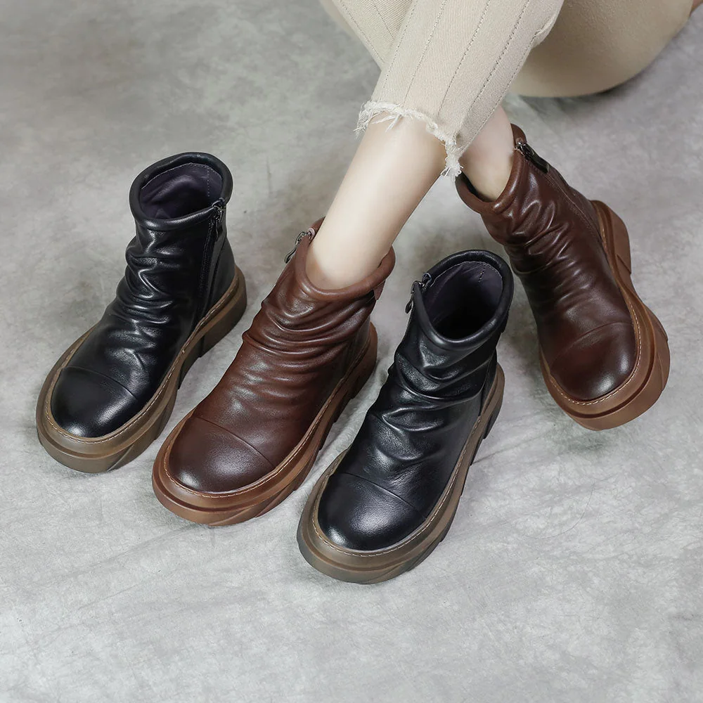 Women's Leather Martin Boots Cowhide Ankle Shoe Soft Leather Soft Sole - Image 6