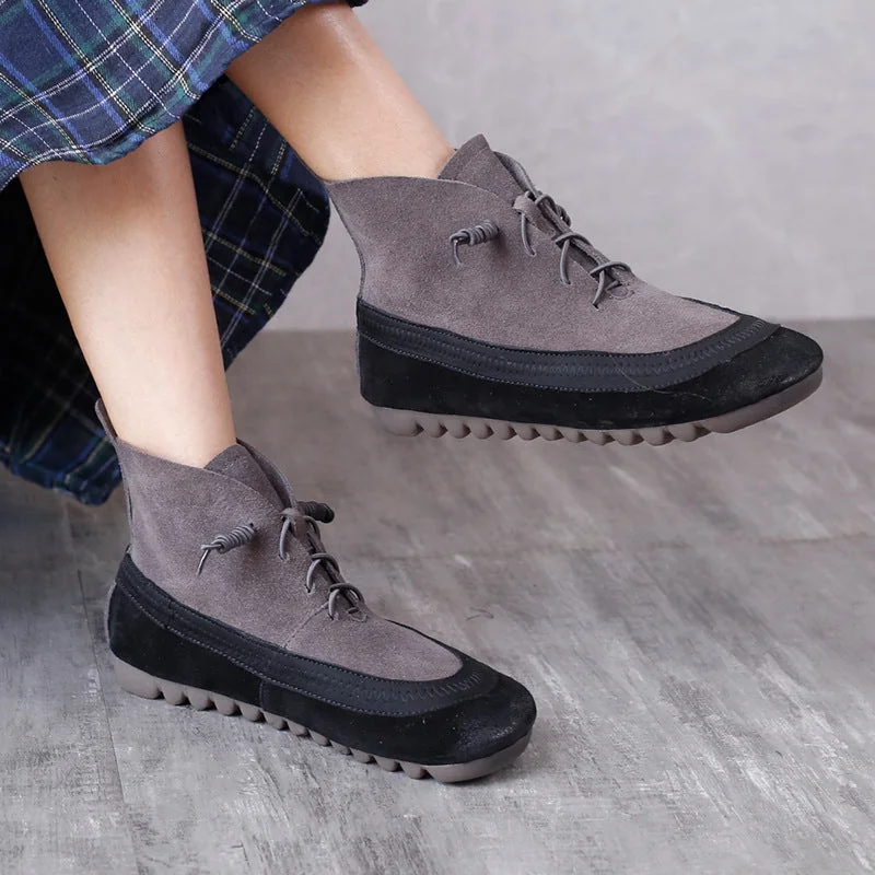 Stretch Leather Women's Boots Literary Fashion Retro Martin Boots - Image 2
