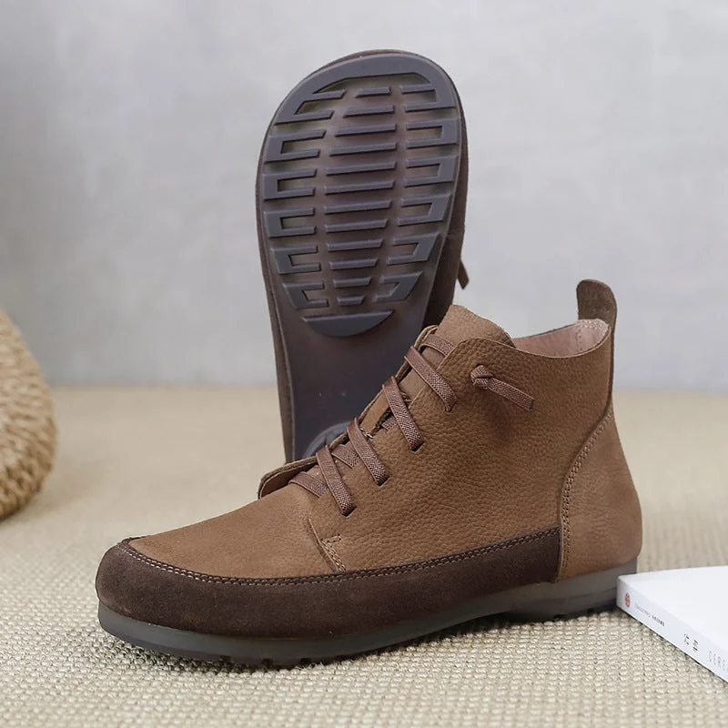 Leather Women's Boots Chunky Heel Soft Sole Soft Surface Casual Shoes - Image 3