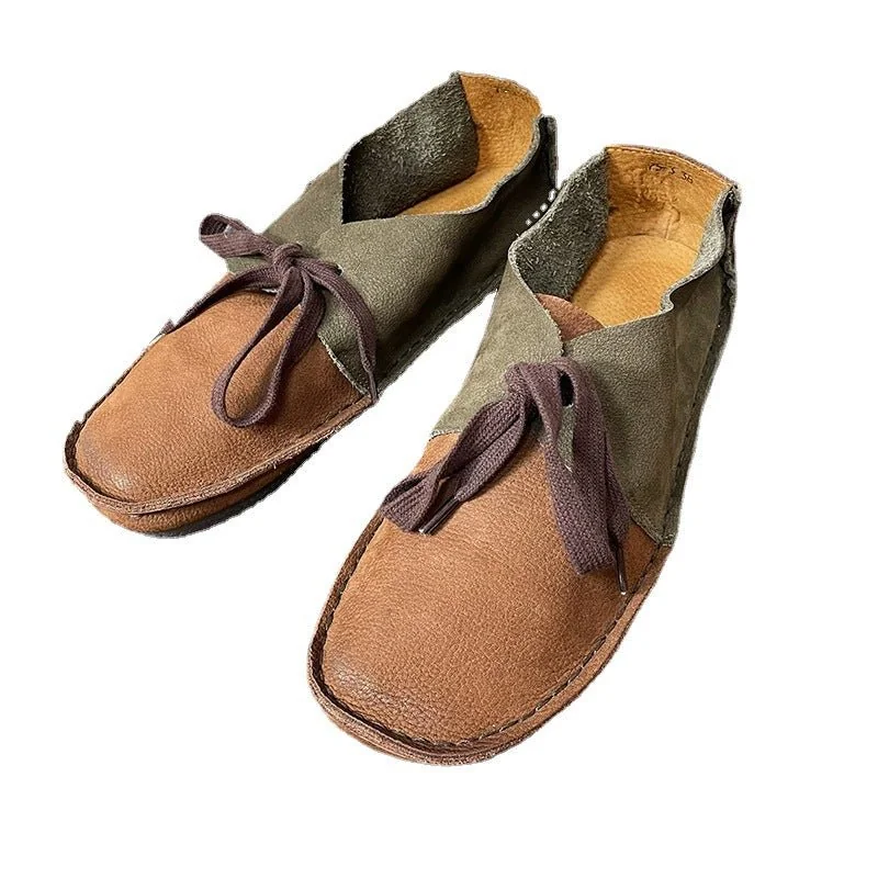 Women's Leather Loafers Vintage Flat Shoes - Image 5