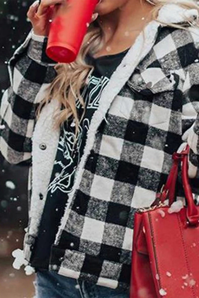 Winter Plus Velvet Thick Plaid Jacket Women's Cardigan Long-sleeved Coat - Image 11