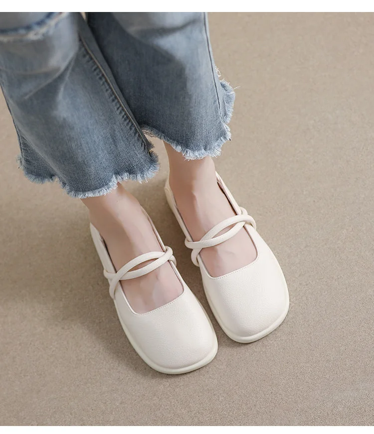 New Women's Square Toe Soft Sole Shoe - Shallow Mouth Flat Large Size - Image 9
