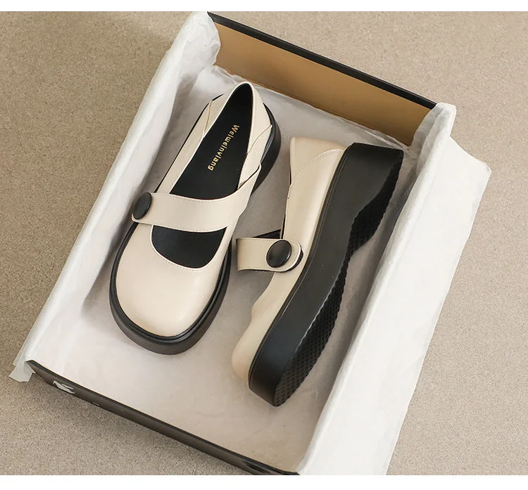 Round Toe Mary Jane Shoes with Thick Soles - British Style Plus Size Women's Shoes - Image 17