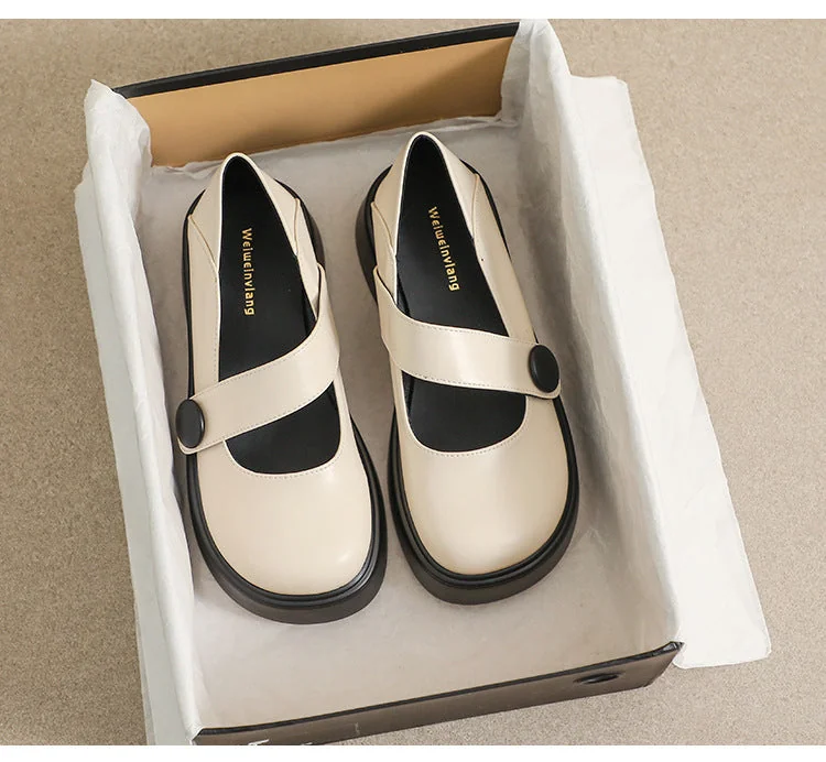 Round Toe Mary Jane Shoes with Thick Soles - British Style Plus Size Women's Shoes - Image 18