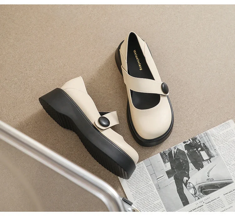 Round Toe Mary Jane Shoes with Thick Soles - British Style Plus Size Women's Shoes - Image 15