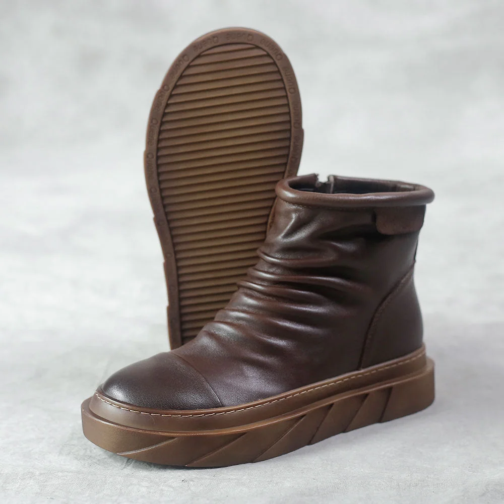 Women's Leather Martin Boots Cowhide Ankle Shoe Soft Leather Soft Sole - Image 8