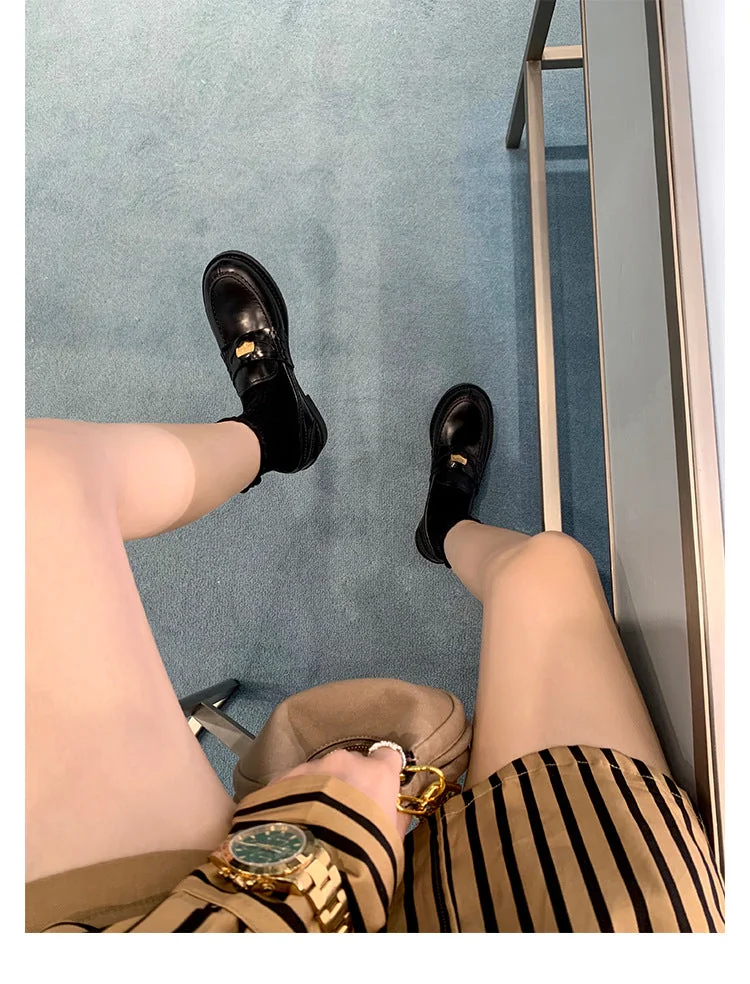 Retro Single Shoes Thick Heel Thick Sole British Style Loafers for Women - Image 15
