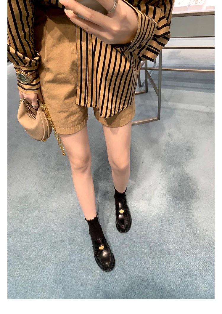 Retro Single Shoes Thick Heel Thick Sole British Style Loafers for Women - Image 18