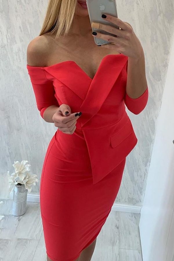 Off Shoulder Fake Two Piece Blazer Dress Women - Takalr