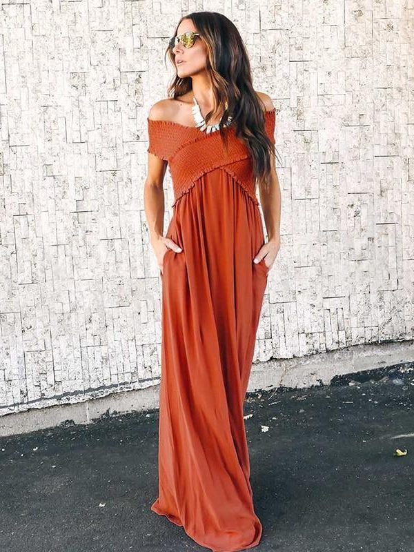 Off shoulder long dress women Bohemian high waist chiffon dress Fashion summer pleated dresses Boho maxi vestidos mujer - Takalr