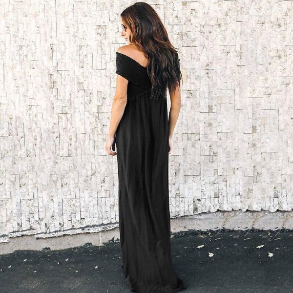 Off shoulder long dress women Bohemian high waist chiffon dress Fashion summer pleated dresses Boho maxi vestidos mujer - Takalr