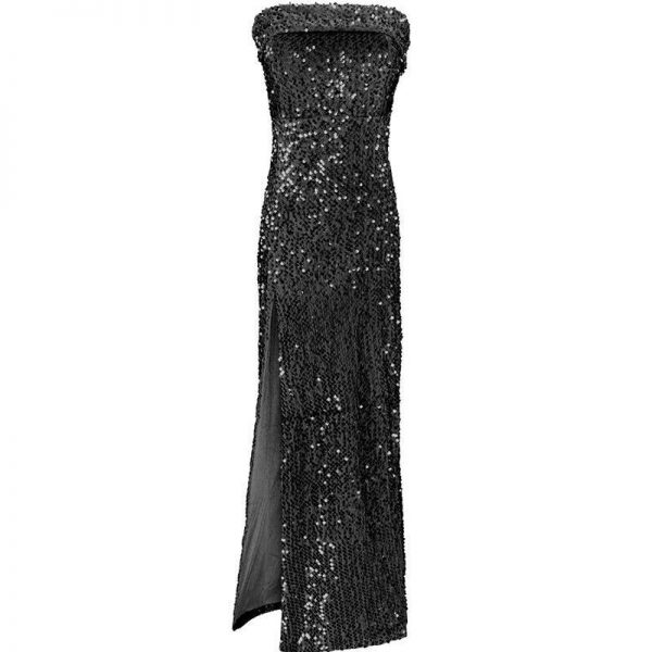 Off shoulder sequin dress women Strapghetti strap slit dress Summer Night club party dresses Elegant bodycon vestidos - Takalr