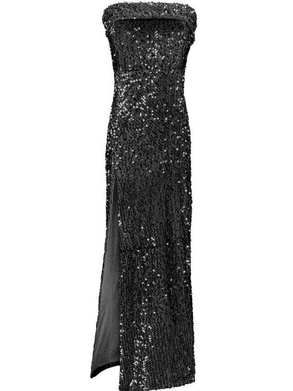 Off shoulder sequin dress women Strapghetti strap slit dress Summer Night club party dresses Elegant bodycon vestidos - Takalr