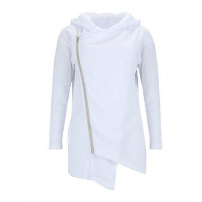 Oversized Hoodie Casual White Irregular  Zipper Long Sleeve Hoodies Women Autumn and Winter Sweatershirt Women Sweatshirt - Takalr