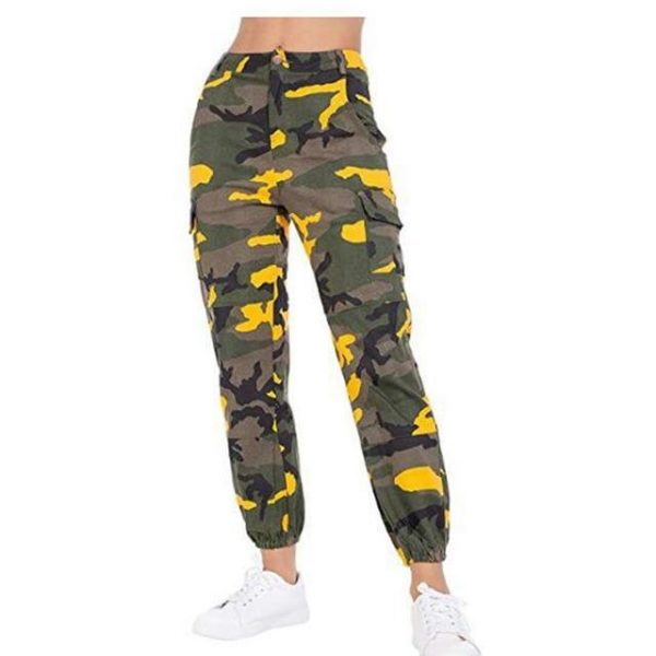 Printed Camouflage Loose Denim Casual Harem Pants Women’s Joggers High Waisted Slim Cargo Pants with Pockets Women Denim Jeans - Takalr