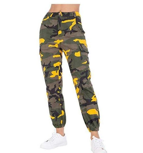 Printed Camouflage Loose Denim Casual Harem Pants Women’s Joggers High Waisted Slim Cargo Pants with Pockets Women Denim Jeans - Takalr