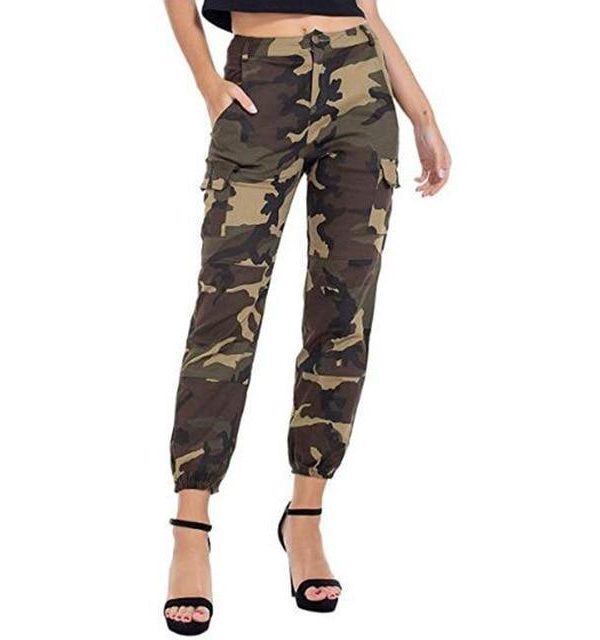 Printed Camouflage Loose Denim Casual Harem Pants Women’s Joggers High Waisted Slim Cargo Pants with Pockets Women Denim Jeans - Takalr