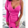 Puff Sleeve One Shoulder Dress Women Strapless Irregular Sashes Short Dress Sexy Night Club Party Bodycon Dresses - Takalr