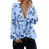 Puff sleeve ruffle blouse for women Summer blouses Elegant ladies floral printed peplum tops flower blusas Female top - Takalr