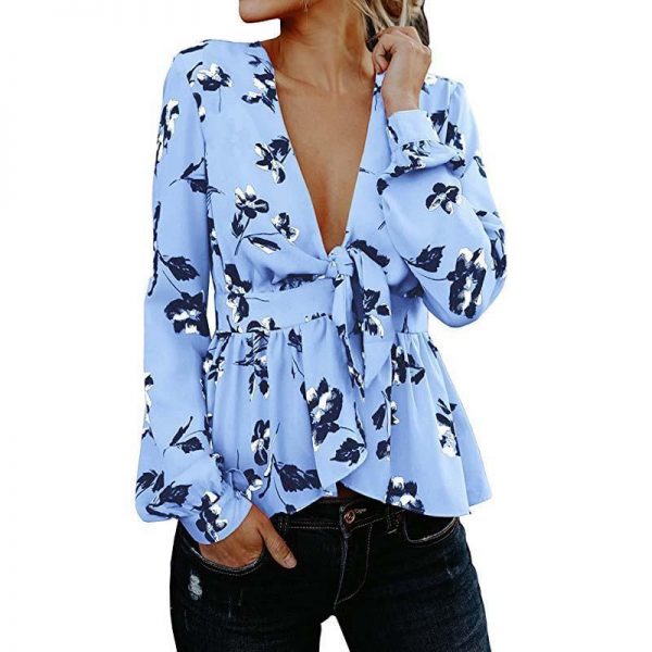 Puff sleeve ruffle blouse for women Summer blouses Elegant ladies floral printed peplum tops flower blusas Female top - Takalr