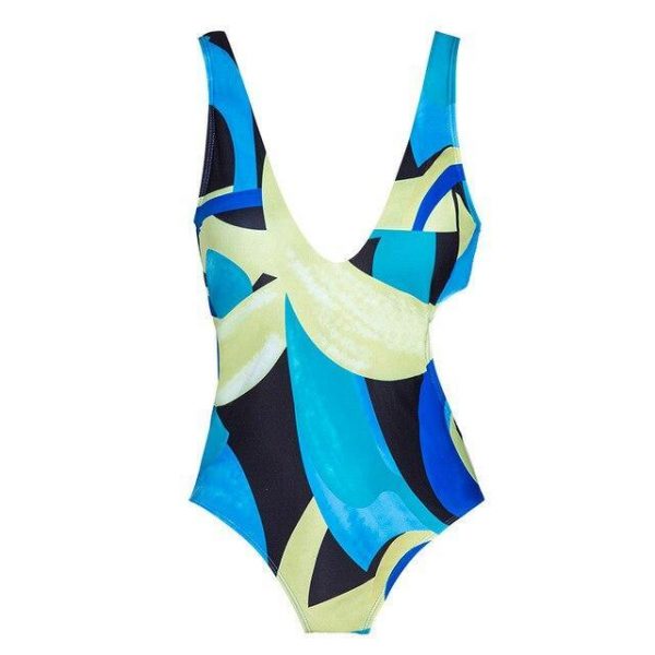 Asymmetric Printed Women Swimwear One Piece Swimsuit Female Cut Out Padded Bather Bathing Suit Swim Lady - Takalr