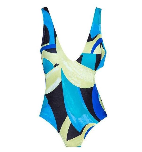 Asymmetric Printed Women Swimwear One Piece Swimsuit Female Cut Out Padded Bather Bathing Suit Swim Lady - Takalr