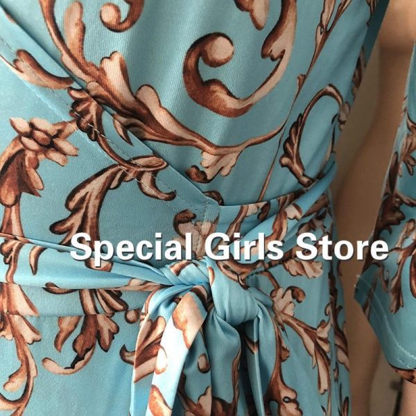 Retro print sashes long dress women Split high waist bohemian maxi dress Long sleeve summer beach dresses Robe femme - Takalr