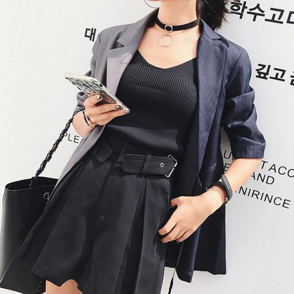 Runway striped blazer women jacket blazer Fashion tie waist jackets Elegant ladies office workwear Wrap blazes suit feminino - Takalr