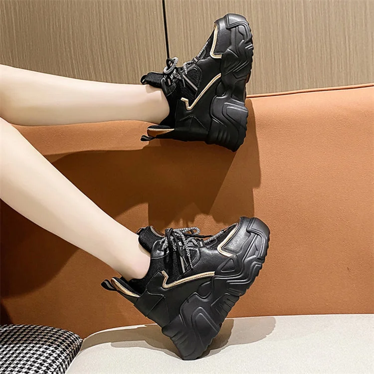 Women's Sports Shoes New Fashion Breathable Mesh Women Shoes Thick-Soled Increased Solid Color Sneakers Korean Style - Image 6