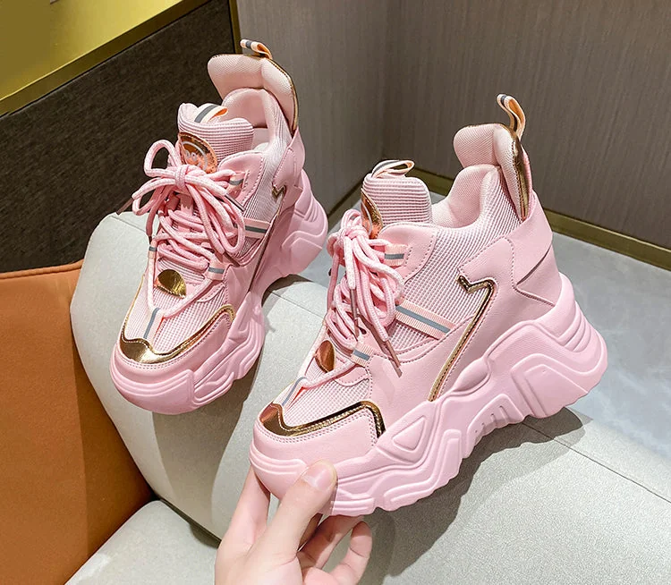 Women's Sports Shoes New Fashion Breathable Mesh Women Shoes Thick-Soled Increased Solid Color Sneakers Korean Style - Image 10
