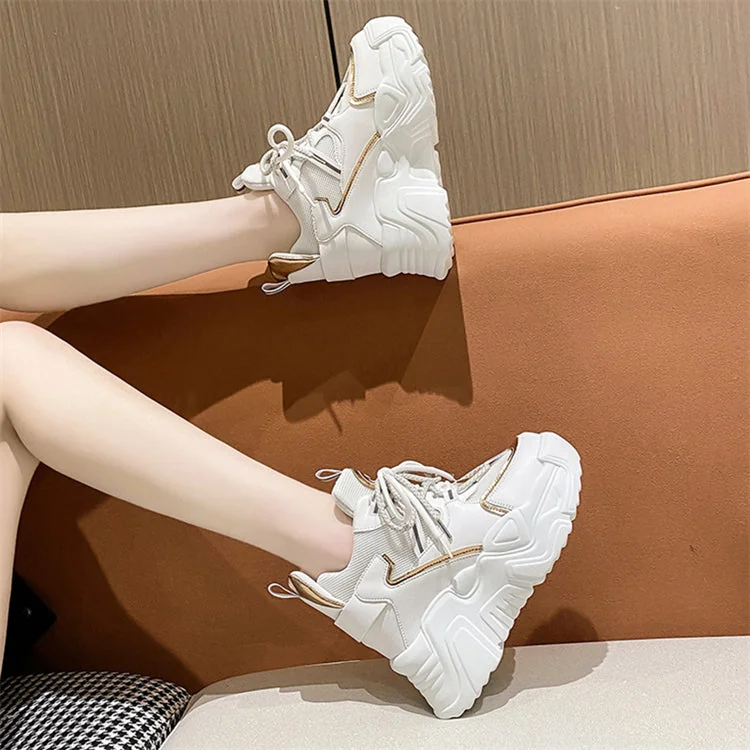 Women's Sports Shoes New Fashion Breathable Mesh Women Shoes Thick-Soled Increased Solid Color Sneakers Korean Style - Image 11