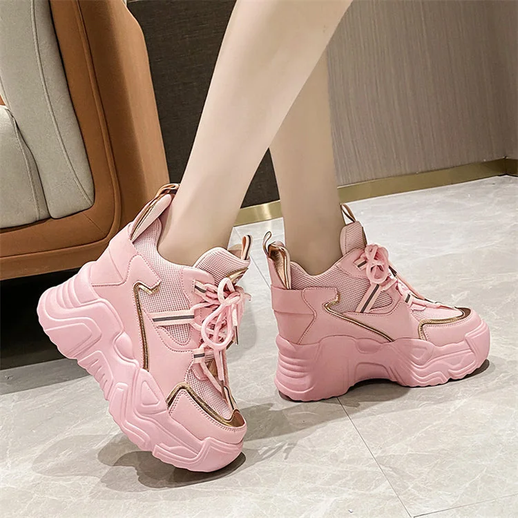 Women's Sports Shoes New Fashion Breathable Mesh Women Shoes Thick-Soled Increased Solid Color Sneakers Korean Style - Image 9