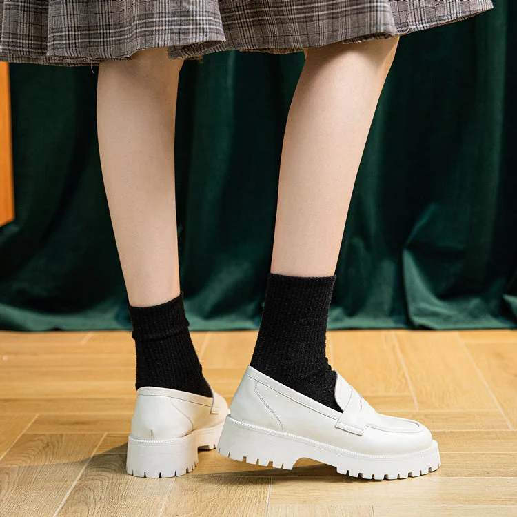 Female British Style Low Heel Loafers Genuine Leather Loafers - Image 17