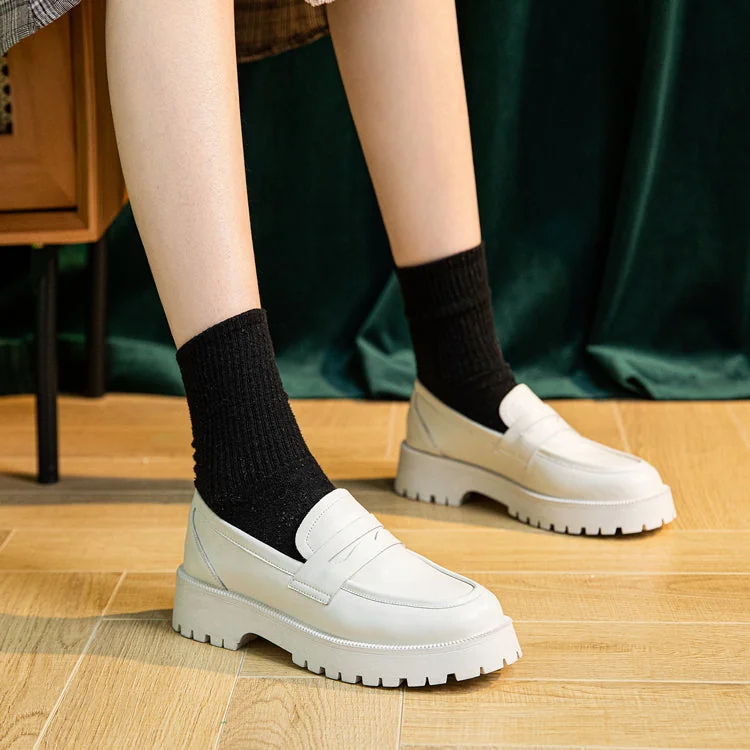 Female British Style Low Heel Loafers Genuine Leather Loafers - Image 18