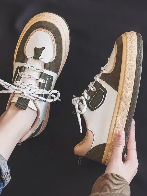High Quality Women's Sneakers Mixed-Color Trendy  New Female Leather Casual Shoes Low-top Breathable Fashion Vulcanize Shoes