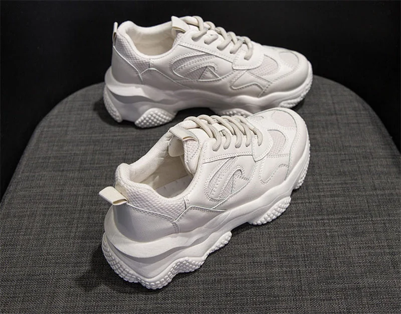 Sneakers New Fashion For Women Solid Color PU Leather Comfy Breathable Mesh Platform Shoes Causal Trendy Woman Sport Shoes - Image 13