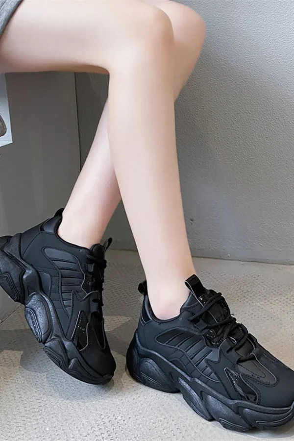 Fashion Women's Platfrom Shoes  New PU Leather Vulcanize Shoes Comfy Warm Plush Korean Style Solid Color Female Sneakers