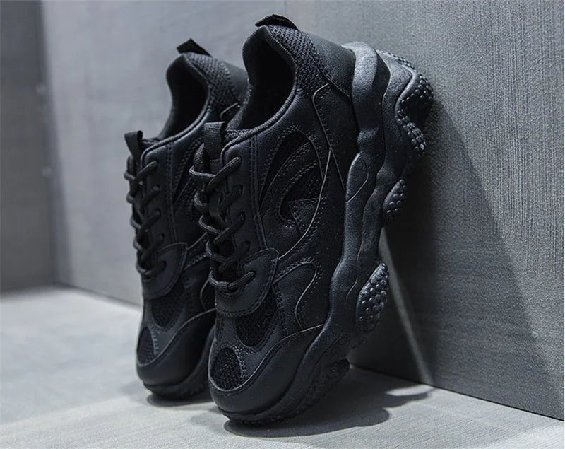 Sneakers New Fashion For Women Solid Color PU Leather Comfy Breathable Mesh Platform Shoes Causal Trendy Woman Sport Shoes - Image 11