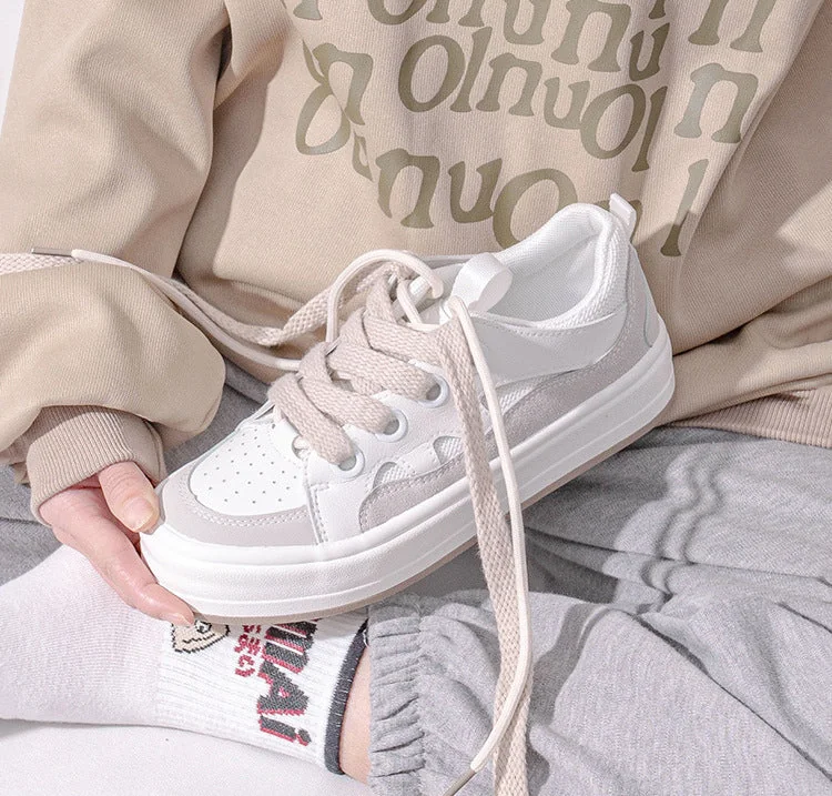 Women's Vulcanize Shoes New Fashion Spring Thick-Soled Sneakers Breathable Korean Style Low-top Comfy Casual Platform Shoes - Image 5