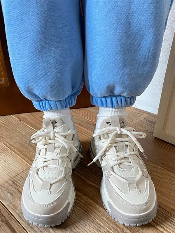 Women's Sneakers  New Fashion Platform Shoes Comfy Breathable Retro Mixed-Color Woman Sports Shoes Casual Korean Style