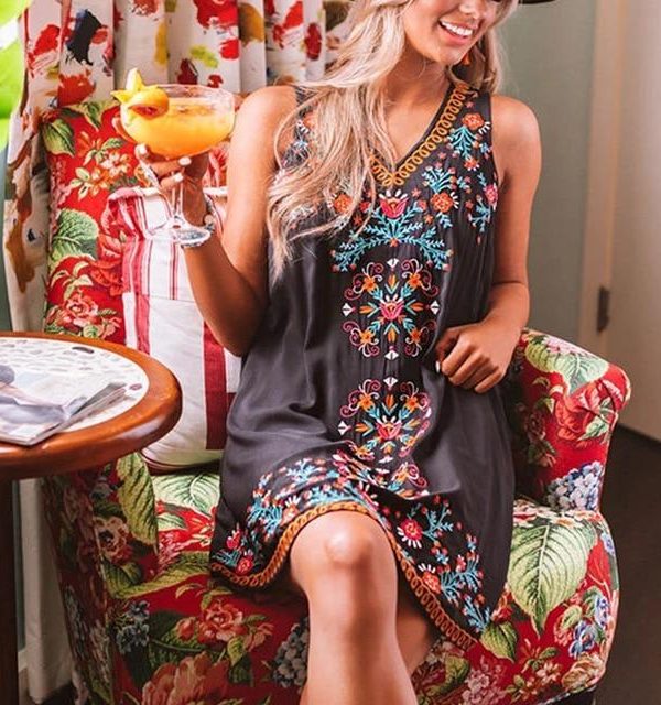 Sexy Boho Dress Summer Clothing Florlal Printed Sleeveless Loose  Women Dress Summer Dress Sexy Dress - Takalr